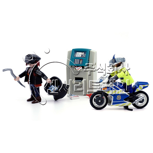 플레이모빌 경찰 오토바이와 현금 도둑